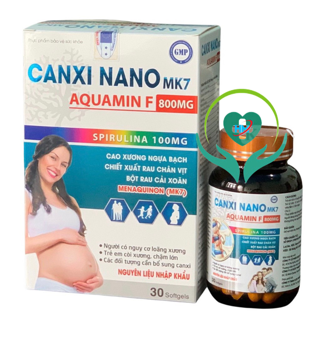 Canxi Nano MK7 Aquamin F 800mg - Hộ 30 viên - nguyên liệu nhập khẩu - bổ sung canxi hữu cơ, Vinaphar