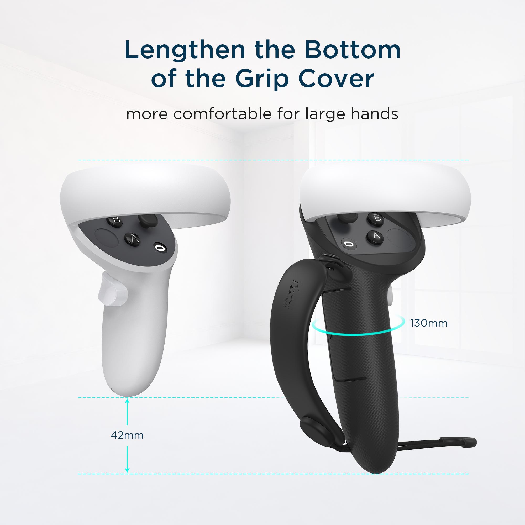 Vỏ phiên bản hàng đầu của KIWI design dành cho tay cầm điều khiển Oculus Quest 2 với nắp bảo vệ mở pin và nắp vòng Màu sắc: đen