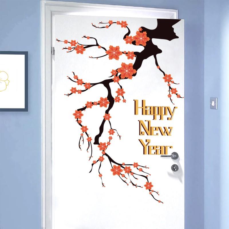 Decal Trang Trí Phòng Ngủ Phòng Khách |Chủ Đề Cành Hoa Trang Tết