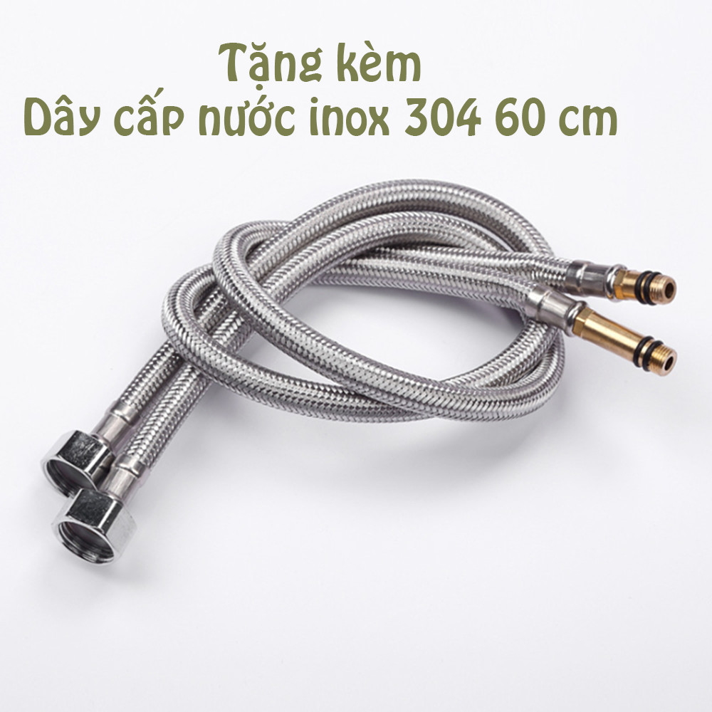 [KAMA - SUS304] Vòi rửa chén nóng lạnh dây rút inox 304 RC07 - vòi nước rửa chén cho hố inox nhà bếp 304 - vòi rửa chậu nhà bếp đa chức năng, tặng kèm bộ dây cấp nước nóng lạnh 60 cm