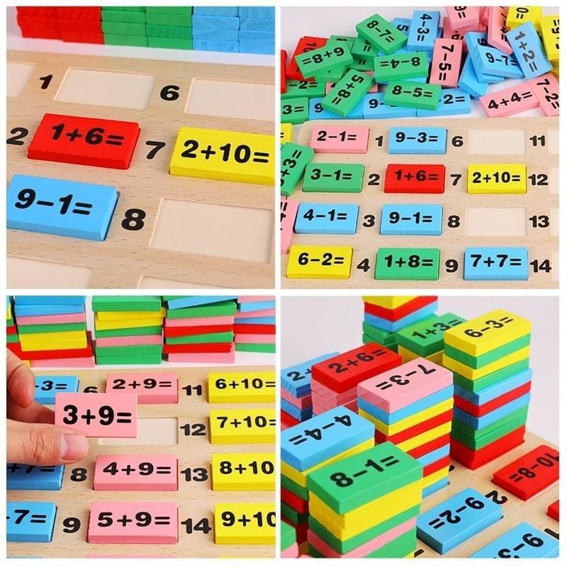 Đồ chơi Domino 110 quân bằng gỗ kèm que tính