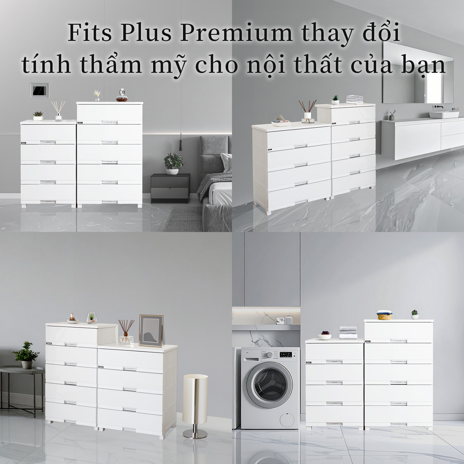 TENMA Tủ Quần Áo Fits Plus Premium JAPAN QUALITY 4~5 Tầng, Lắp Được Bánh Xe, Chống Bám Bụi