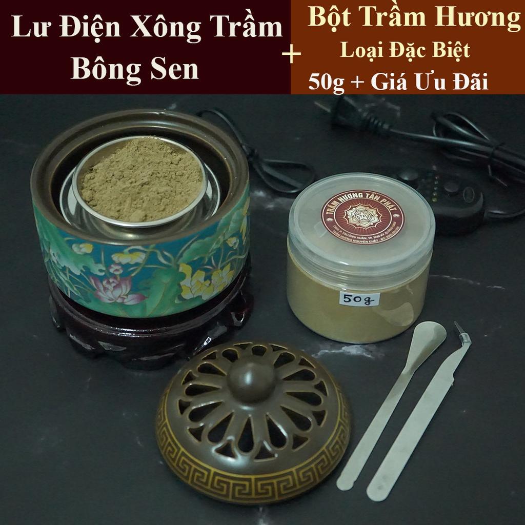 Trầm Hương Bột + Lư Điện Xông Trầm - BÔNG SEN siêu đẹp