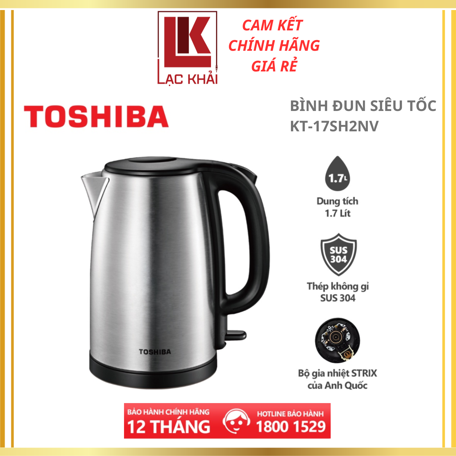 Hình ảnh Bình đun siêu tốc Toshiba KT-17SH2NV - 1.7L - Inox 304 - Hàng chính hãng