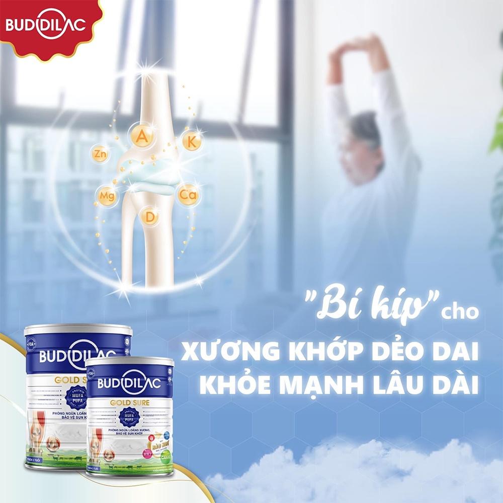 Sữa Bột BUDDILAC Gold Sure Phòng Ngừa Loãng Xương Tăng Cường Miễn Dịch Cho Người Lớn Lon 900gr