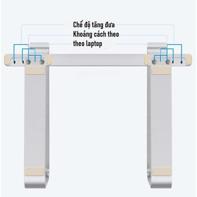 Giá Nhôm đỡ laptop Macbook có thể tháo rời, tản nhiệt tự nhiên, điều chỉnh chiều ngang hợp kim Nhôm tặng kèm cọ vệ sinh