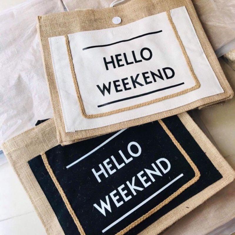 Túi cói Hello Weekend Siêu Đẹp Hàng Loại 1