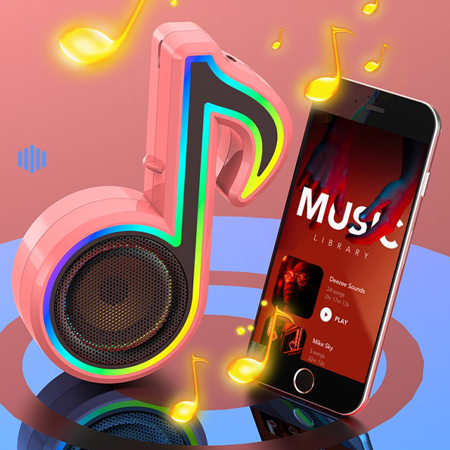 Loa Bluetooth Di Động Nốt Nhạc FT Có Led RGB Nổi Bật Thiết Kế Nhỏ Gọn Hiện Đại Hỗ Trợ Cổng kết nối Thẻ TF, AUX + Tai nghe chụp tai cao cấp