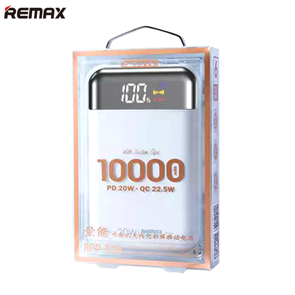 Pin Sạc dự phòng 10000mAh sạc nhanh không dây Remax RPP-539 Trắng - Hàng chính hãng