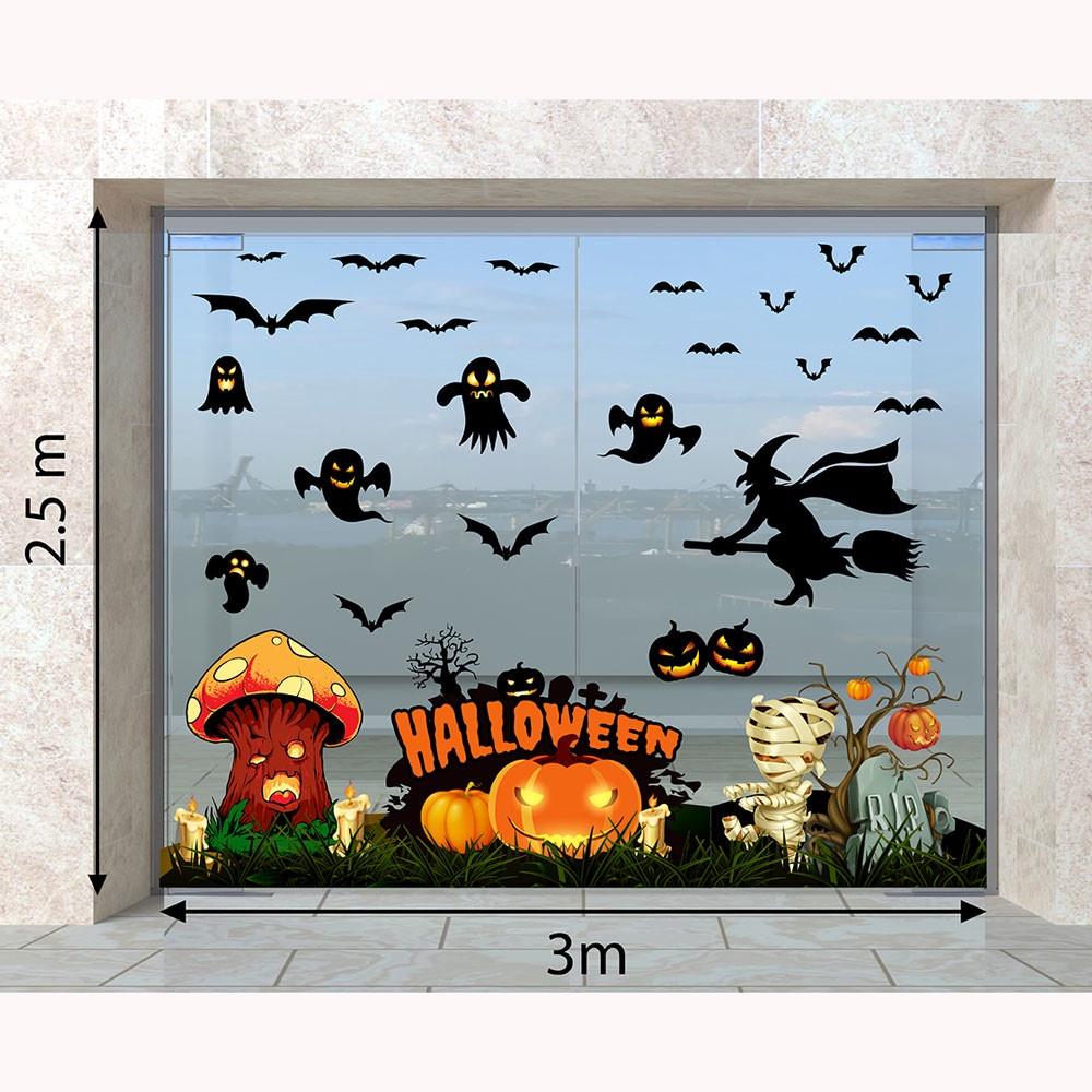 DECAL TRANG TRÍ HALLOWEEN 2022 COMBO ĐÊM HALLOWEEN ĐEN TỐI