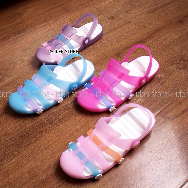 Sandal chiến binh- Giày sục nhựa dẻo bít mũi nữ IDÉP đi mưa siêu nhẹ, siêu bền - GL044 (Hồng)