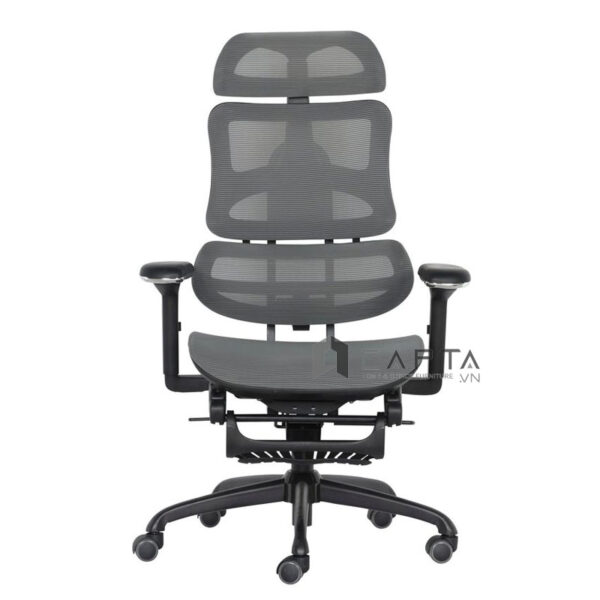Ghế công thái học CR4308-M Nội thất Capta.vn Ghế ngồi làm việc tại nhà lưng lưới có gác chân cao cấp tay nhựa chữ T màu đen chân xoay thép sơn tĩnh điện Ergonomic Chair