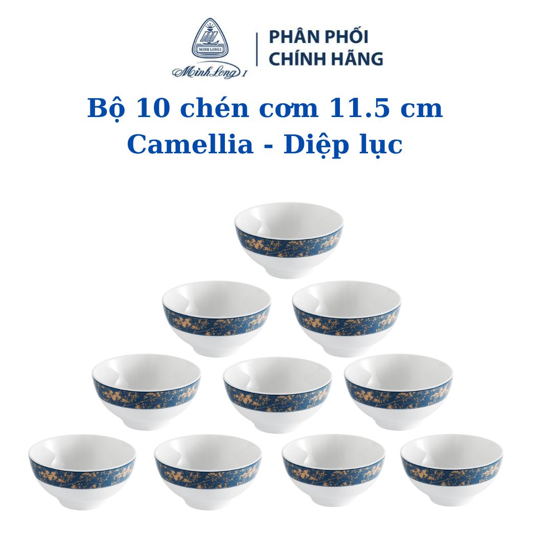 Bộ 10 chén cơm 11.5 cm Camellia Diệp lục - Gốm sứ cao cấp Minh Long I