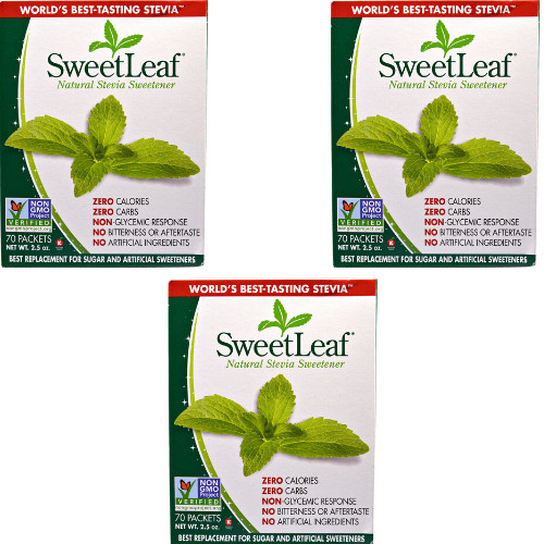 COMBO 3 hộp x Đường ăn kiêng cỏ ngọt Sweetleaf Stevia 70 gói - Sweetleaf stevia sweetener tự nhiên - Xuất xứ Mỹ - 0 Calories