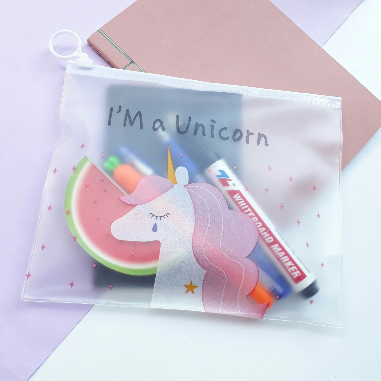 Combo 4 Túi Đựng Bút viết Zip Unicorn - Mẫu Khác Nhau