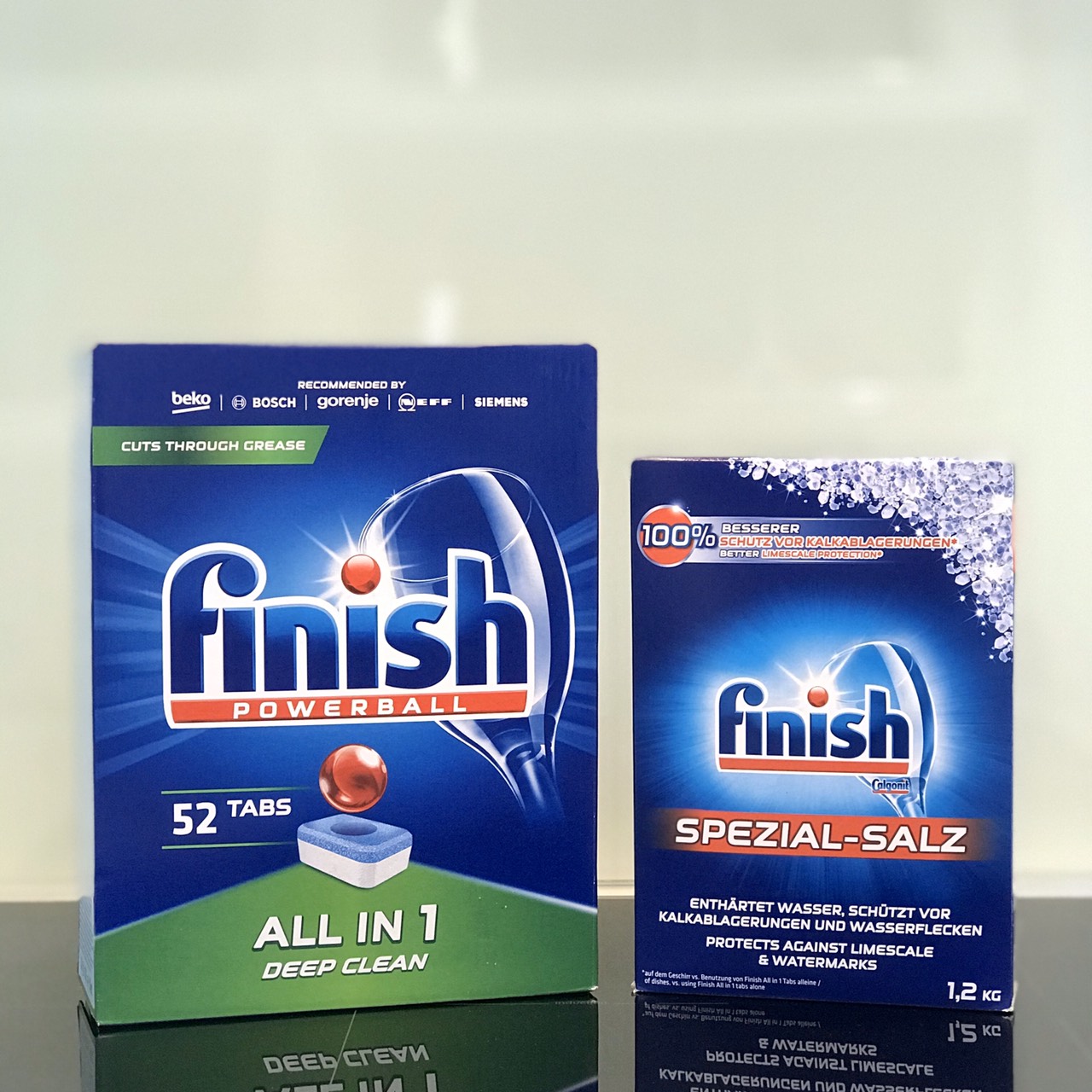 Combo Viên rửa bát Finish All in one 52 viên + Muối Finish 1,2kg