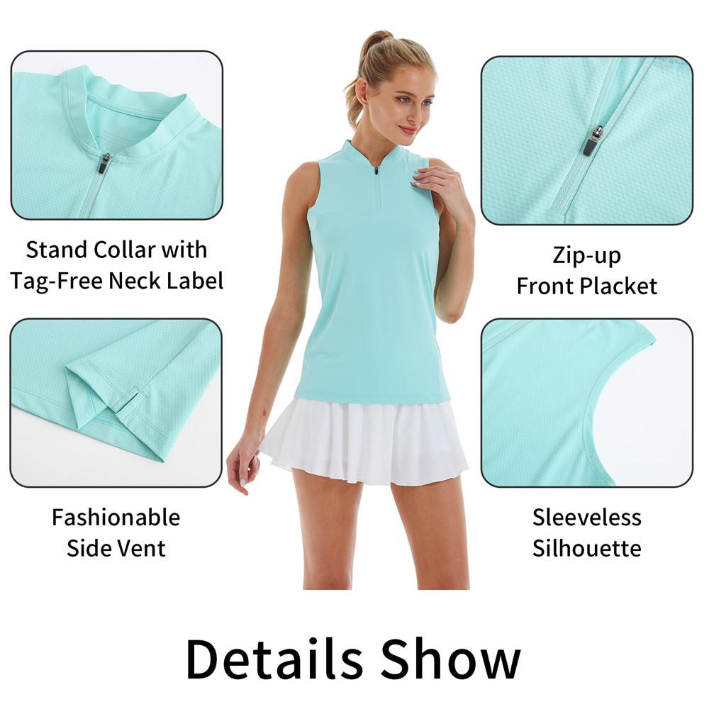 Tops đứng cổ áo mùa hè áo sơ mi polo cơ bản thể thao thông thường dễ dàng tập thể dục thể dục thể thao mặc áo phông golf chạy golf không tay Color: Red Size: XS