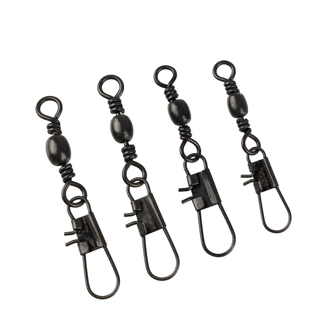 10 pcs Barrel Swivel Bearing with Safty Snap Connector Solid Rings Pin Fishing Connectors