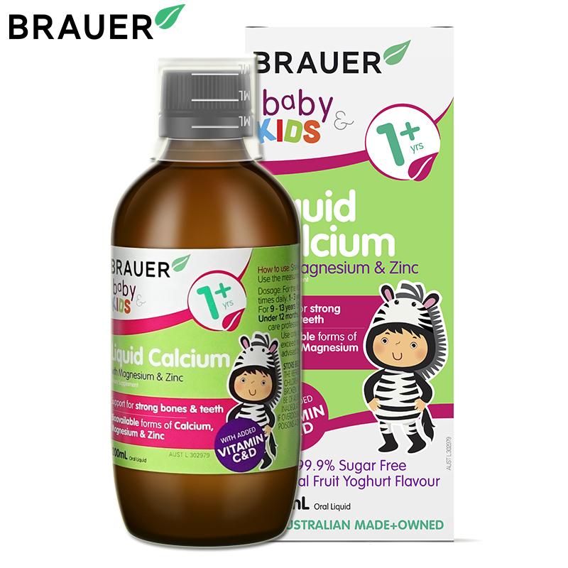 Siro bổ sung Canxi, Magie và Kẽm Brauer Baby & Kids Liquid Calcium With Magnesium & ZinC cho trẻ trên 1 tuổi (200ml)