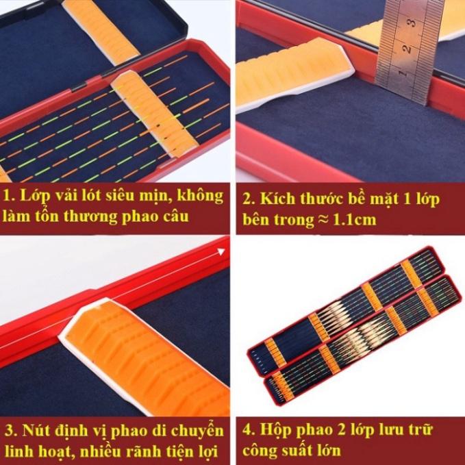 Sale to hot - Hộp Đựng Phao Câu Đài Cao Cấp Hộp Đựng Phao 2 Lớp 62cm - 72cm Hoạ Tiết Trâu Đỏ Chép Đen HP5 - sale - xả h
