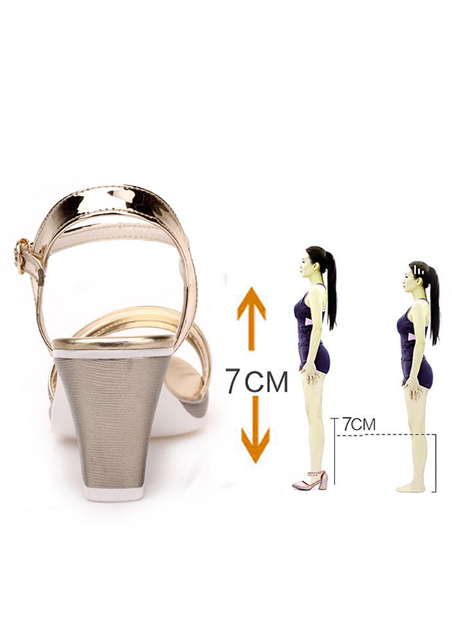 Giày Sandal Cao Gót Đế Vuông Cao 7cm Thời Trang Trẻ Trung