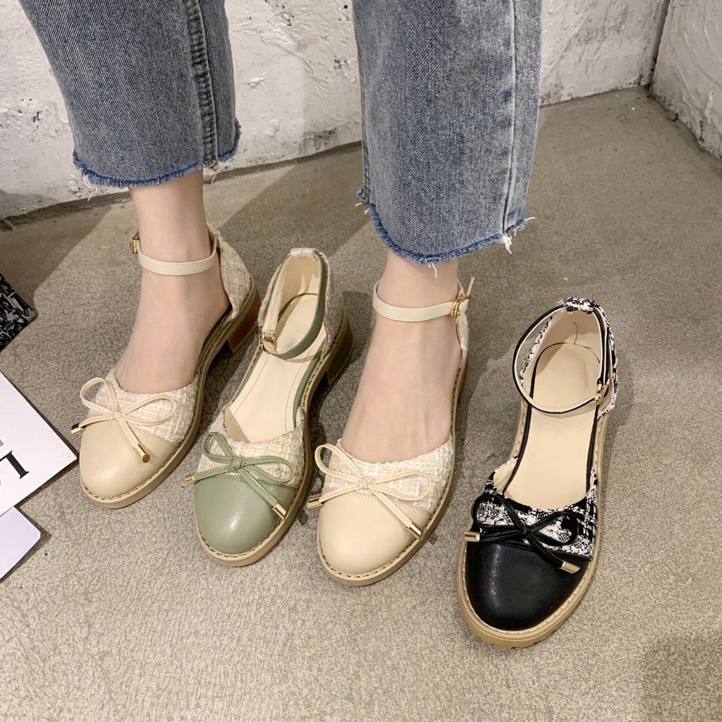 Thick heel shoes women 2020 new spring fairy shoes shallow mouth empty shoes women versatile small fragrant sandals summer