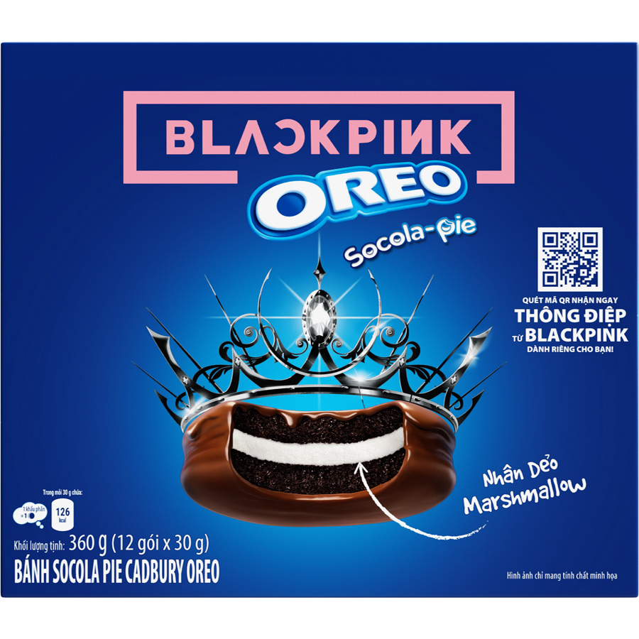 [Limited Edition] Combo 2 hộp Bánh OREO Pie BLACKPINK vị Marshmallow 2x360g (Tặng kèm 4 thẻ hình BLACKPINK)