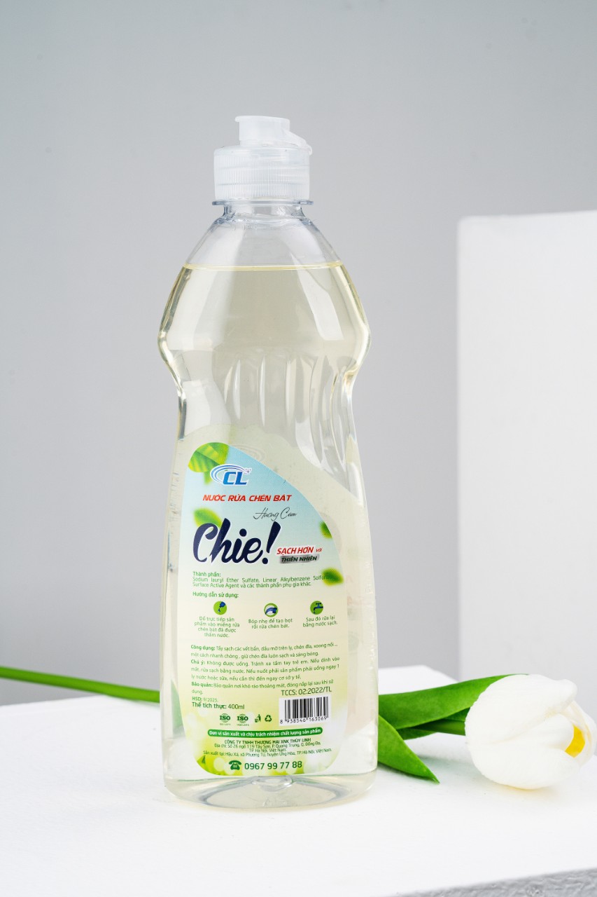 Nước rửa chén hương trái cây Chie! 100% Organic không hóa chất độc hại, thân thiện môi trường chai 400ml