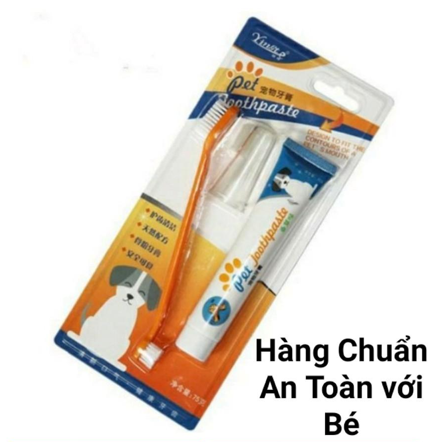 Bộ Bàn Chải Và Kem Đánh Răng Cho Chó Mèo - Hàng chuẩn an toàn cho bé