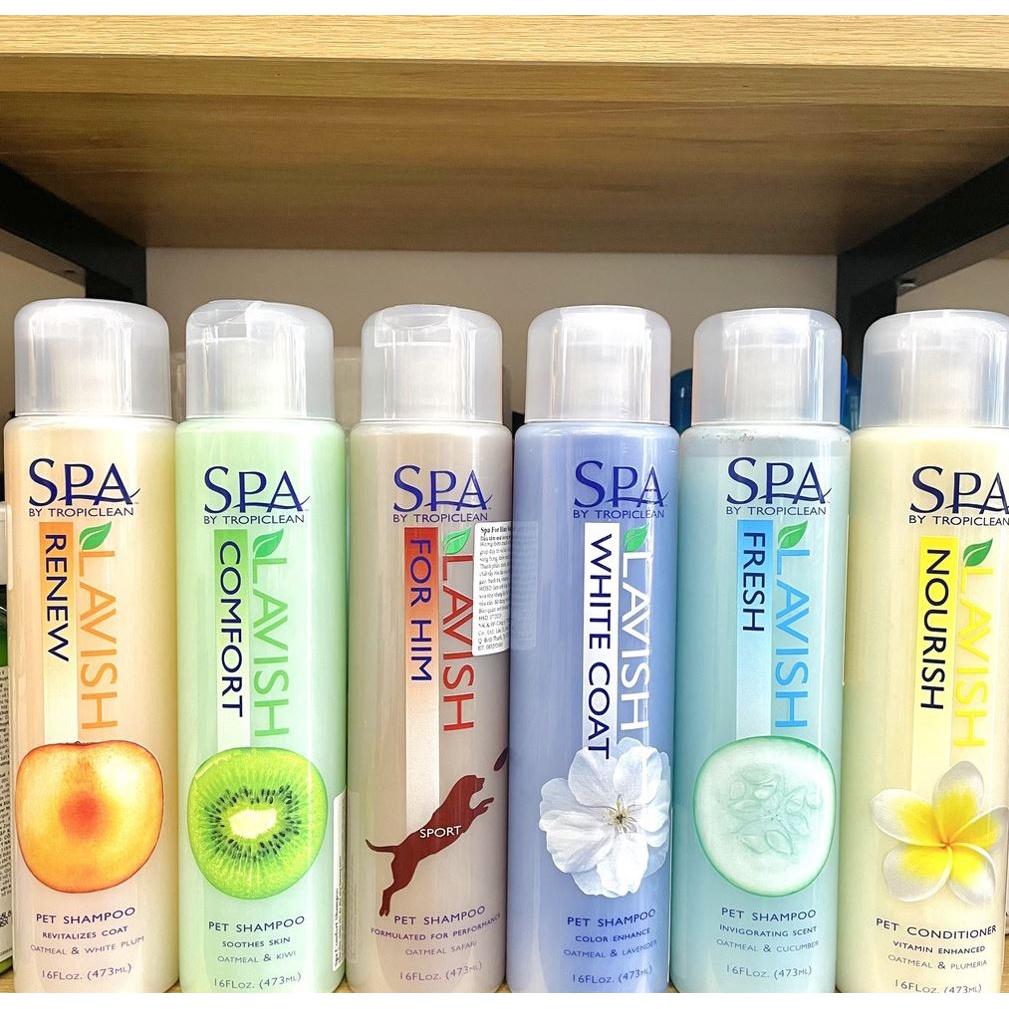 Sữa tắm cho chó TropiClean. Dầu gội dưỡng lông, khử mùi, giảm stress, năng động, nhạy cảm, lưu hương lâu. Chai 473ml.