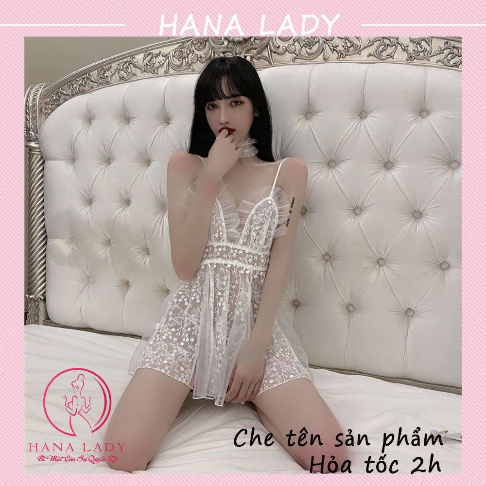 Váy ngủ sexy - Đầm ngủ xuyên thấu gợi cảm xẻ tà ren hoa quyến rũ VN423