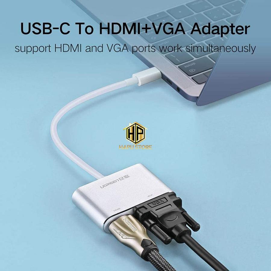 Cáp chuyển USB-C sang HDMI +VGA Ugreen 50317 chính hãng - Hàng Chính Hãng