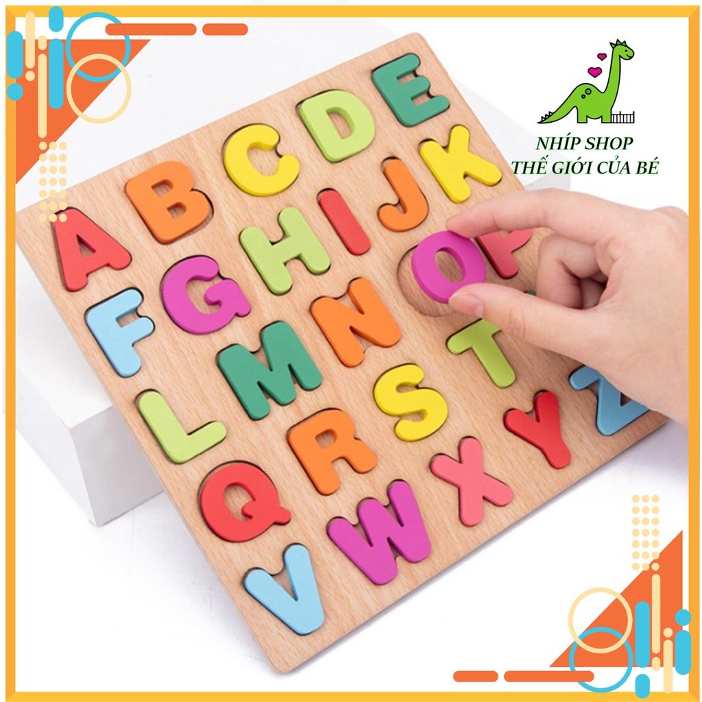 Bảng Gỗ Nổi Cho Bé Học Chữ Cái, Hình Khối Và Chữ Số Kích Thước 20x20Cm