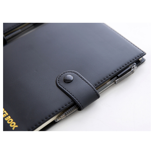 Sổ tay ghi chép B5 bìa da mềm màu đen cao cấp có kèm bút tiện lợi A16833