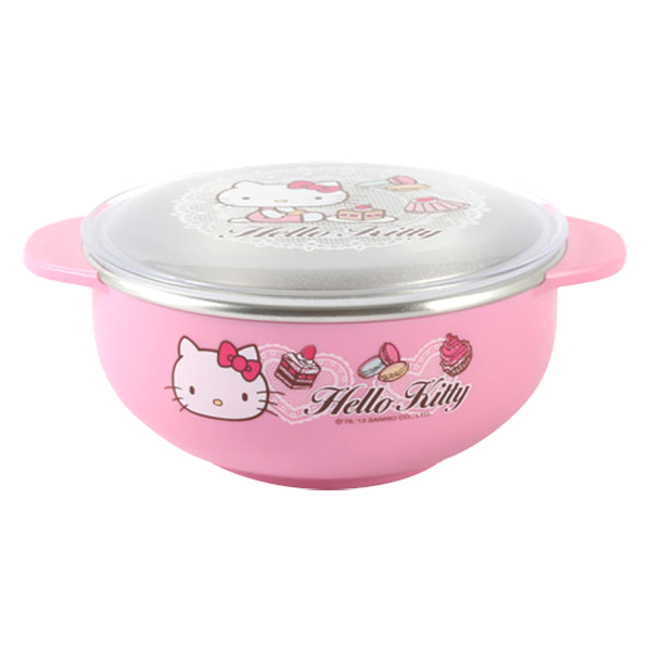 Bát Ăn Cho Bé Có Nắp Đậy Lock&amp;Lock Hello Kitty Bằng Thép Không Gỉ LKT479 (13.1 x 10.5 x 5.5 cm) - Hồng