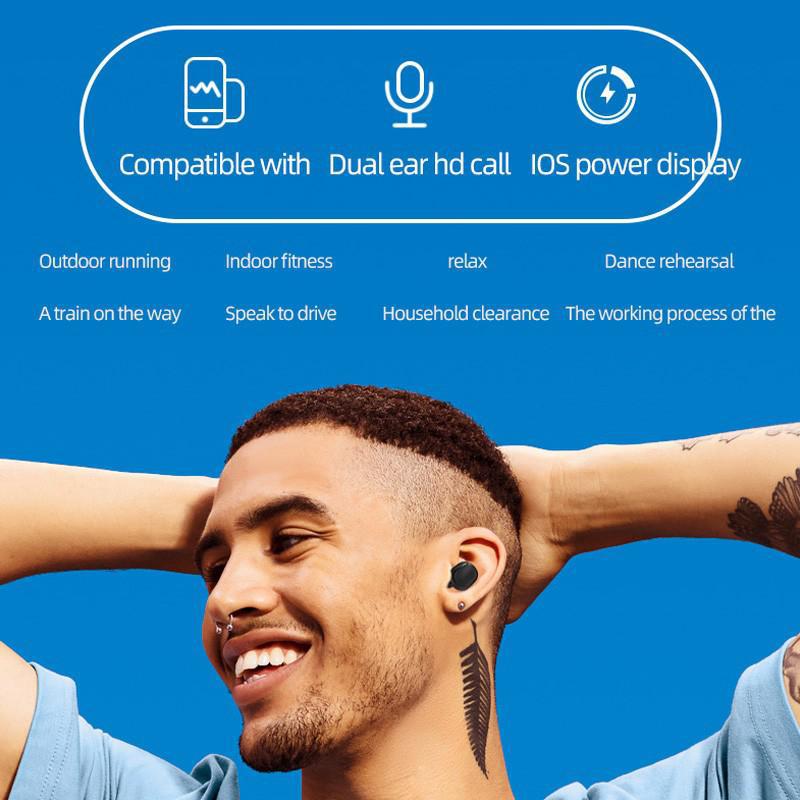 Tai nghe Bluetooth A6S TWS Fone Tai nghe không dây Tai nghe khử tiếng ồn Âm thanh nổi Tai nghe nhét tai có mic Tai nghe Bluetooth không dây Màu sắc: Đen Tai nghe nhét tai