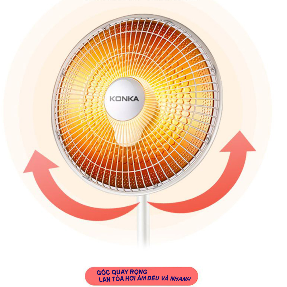 Quạt Sưởi KONKA KH-TY17 - Máy Sưởi Điện Ống HALOGEN Chân Không Làm Nóng Nhanh, Tiết Kiệm Điện, An Toàn, Ánh Sáng Dịu, Yên Tĩnh [HÀNG CHÍNH HÃNG].