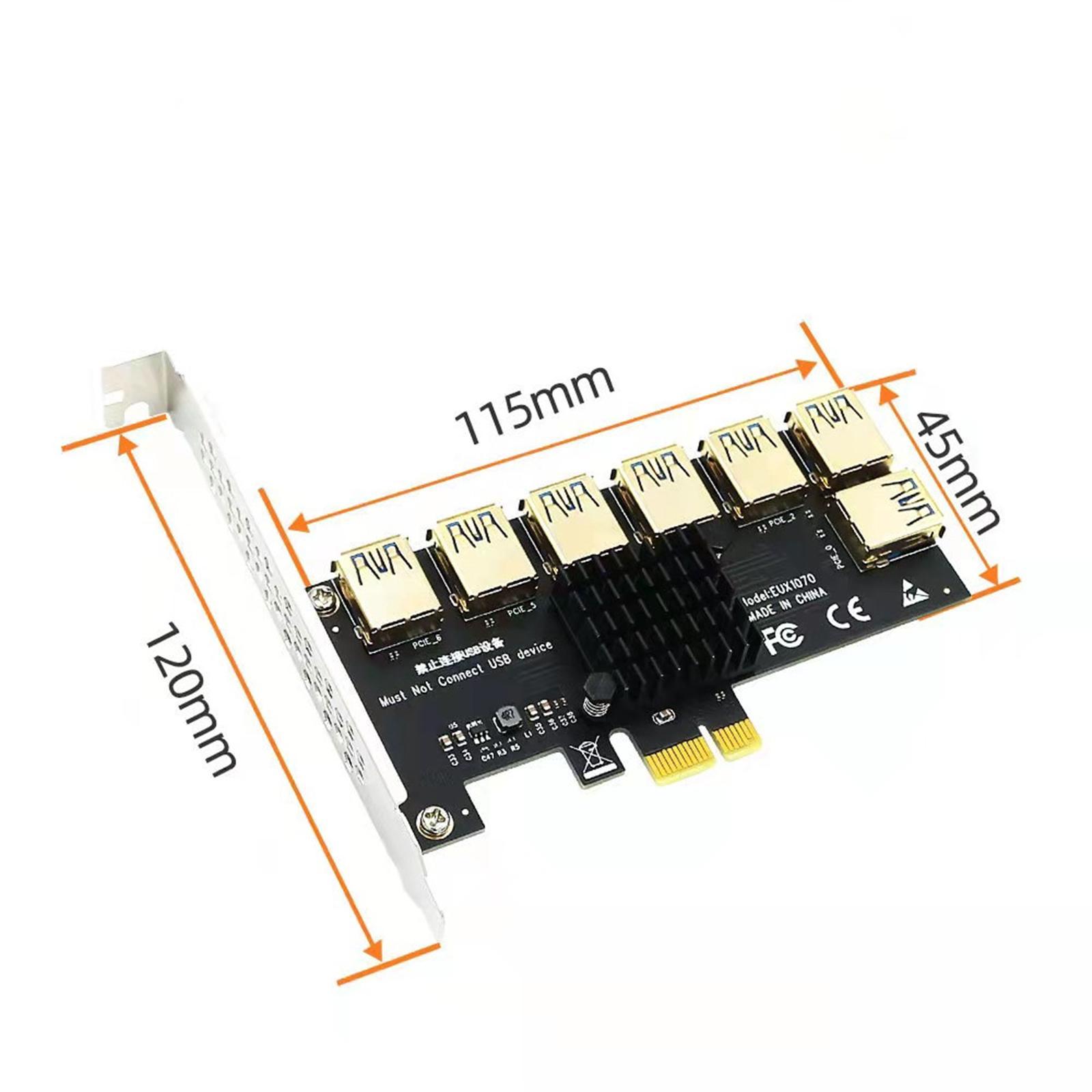 PCIe 1 to 7 PCI Express USB3.0 7 Ports 7 USB Sockets 1x to 7x Riser Card for Windows XP