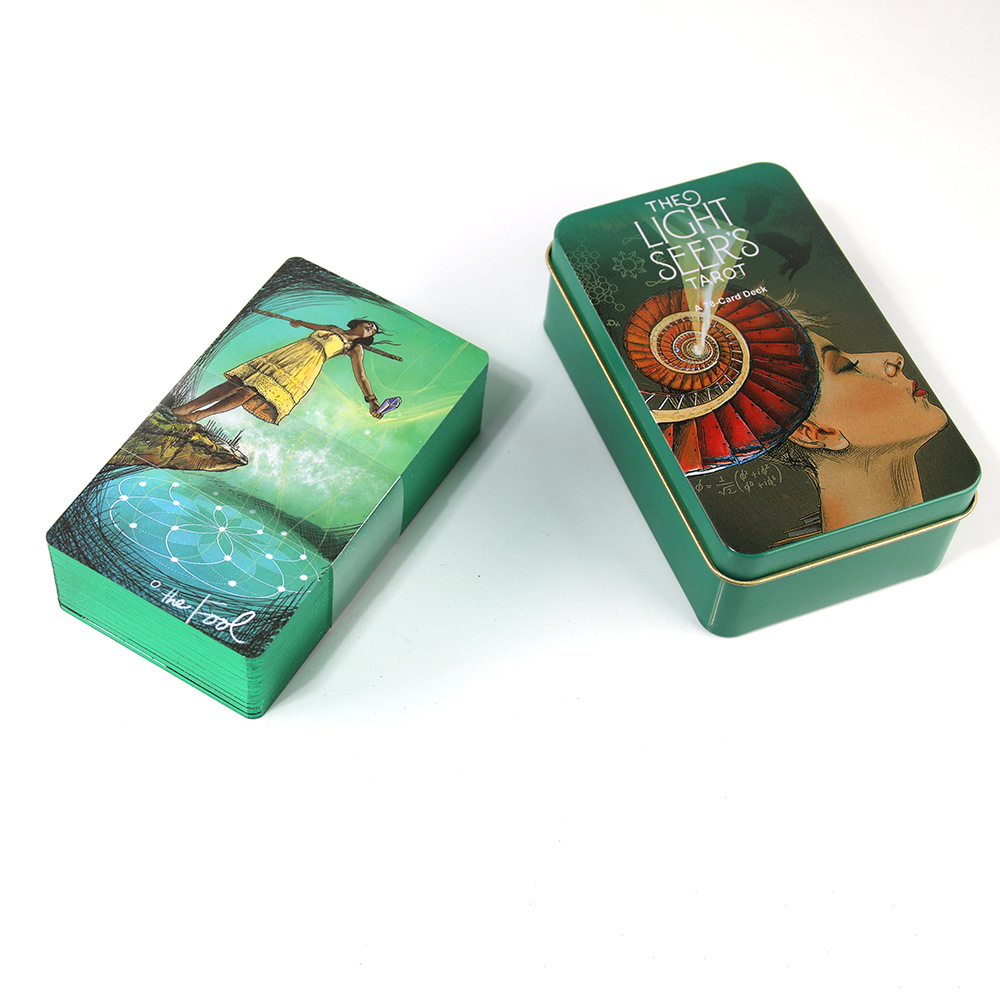 [Mạ Cạnh] Bộ Bài The Light Seer's Tarot Hộp Thiếc Mạ Cạnh Xanh Lá 78 Lá Tặng Link Tiếng Việt Và Đá Thanh Tẩy