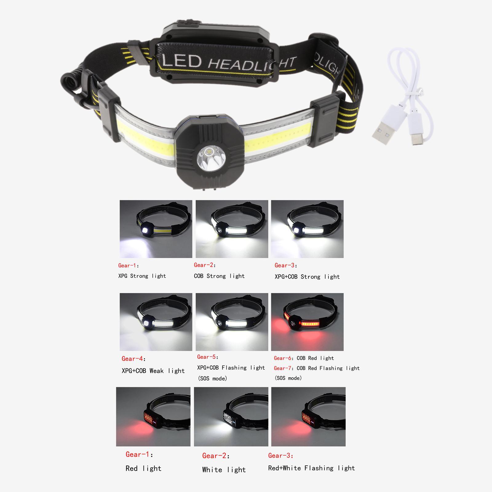 7 Mode  Rechargeable Head  Walking Hiking Fishing