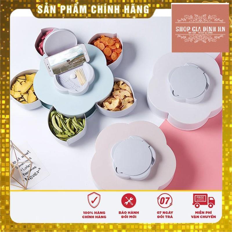 Khay đựng mứt tết, bánh kẹo hoa quả 1 tầng 5 cánh xoay 360 độ sang trọng tiện dụng