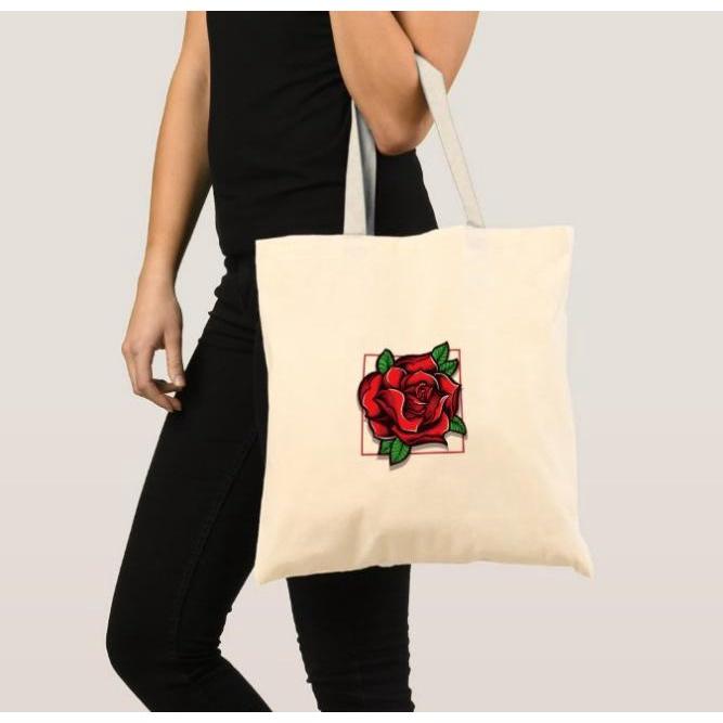 Túi vải Canvas bộ sưu tập Hoa Hồng Rose trên kích thước 38x33x10cm Trương Gia Túi Vải - Túi Canvas - Mẫu 4