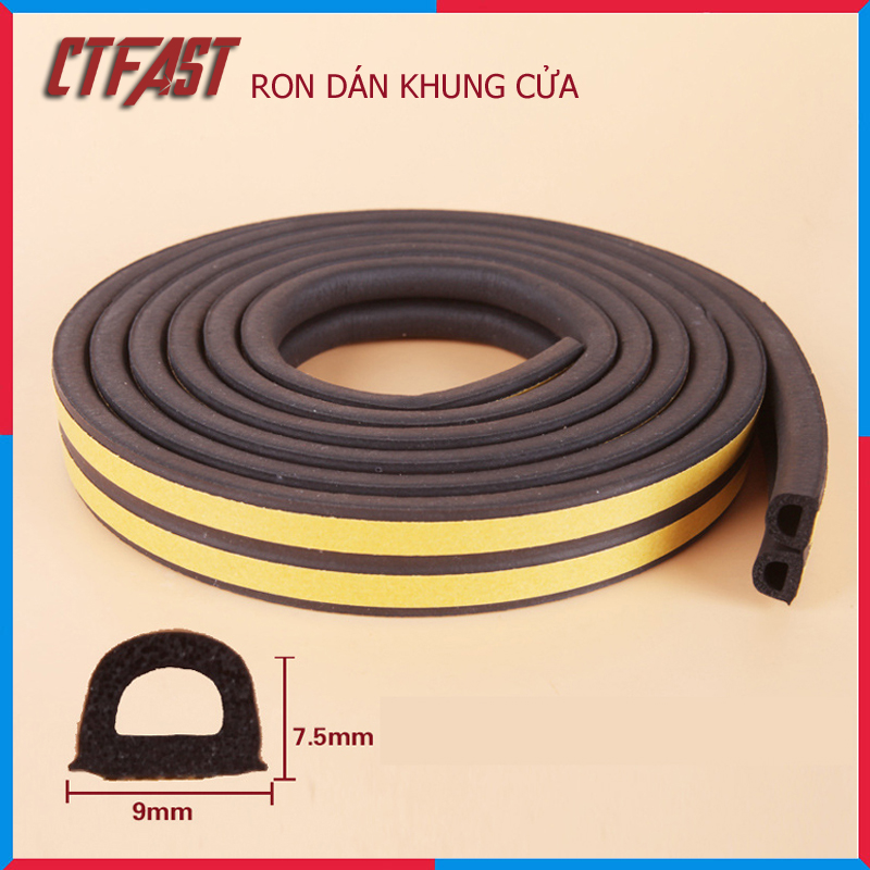 Cuộn 10 Mét Ron Dán Khung Cửa Giảm Tiếng Ồn Va Đập, Ngăn Bụi, Ngăn Côn Trùng Size  4 mm 6 mm 8 mm 10 mm – Hàng Chính Hãng – Nâu  – 8 mm