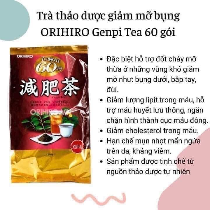Trà tiêu mỡ bụng Genpi Orihiro của Nhật 60 gói/ bịch
