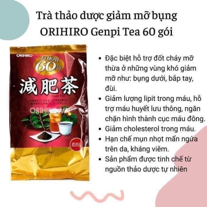 [Chính hãng] Trà tiêu mỡ bụng Genpi Orihiro của Nhật 60 gói/ bịch 