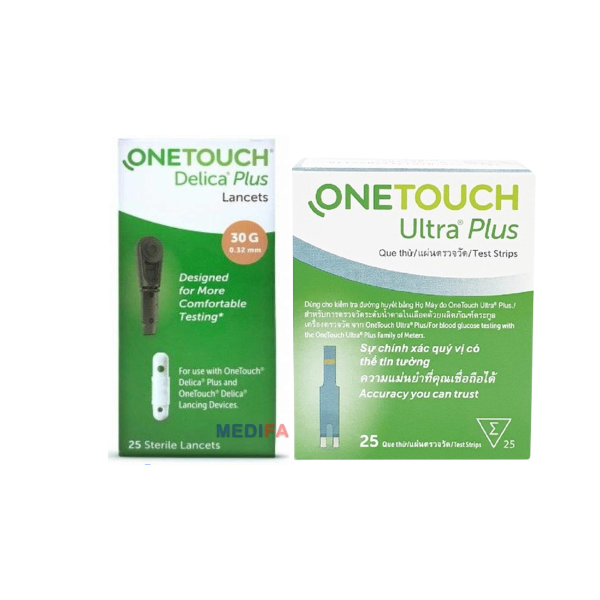 Combo 25 Que Thử Đường Huyết và 25 Kim Chích Máu OneTouch Ultra Plus Flex