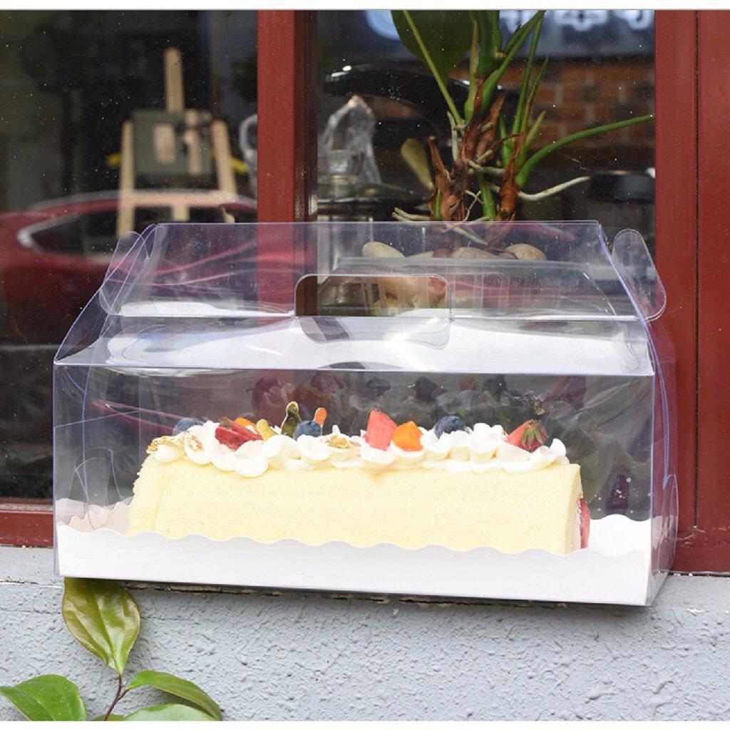 5 Hộp mica quai xách đựng bánh cuộn trong suốt