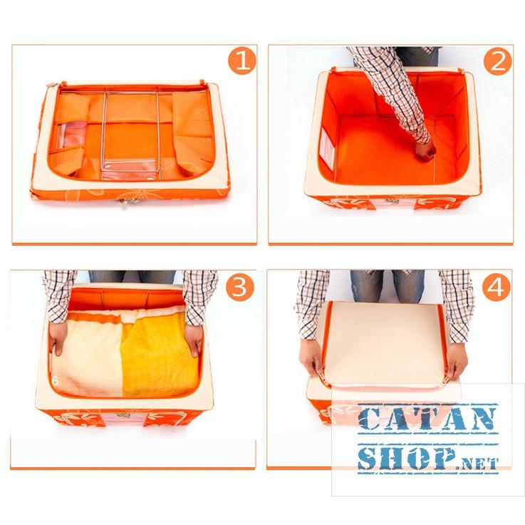 Hộp Đựng Quần Áo Chăn Màn Khung Thép, túi chăn màn khung thép Cao Cấp Loại To Tiện Lợi 66 Lit