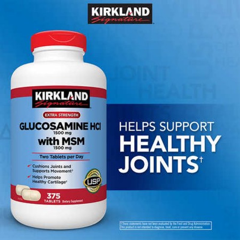 Glucosamine 1500mg Kirkland Signature Mỹ Giảm đau nhức xương khớp và Hỗ trợ sự vận động linh hoạt hiệu quả - OZ Slim Store 375 Viên/Hộp