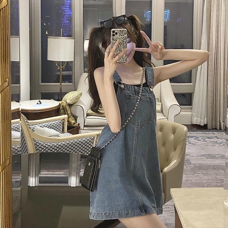 Váy Denim Dáng Rộng Phong Cách Cổ Điển Hợp Thời Trang Cho Nữ